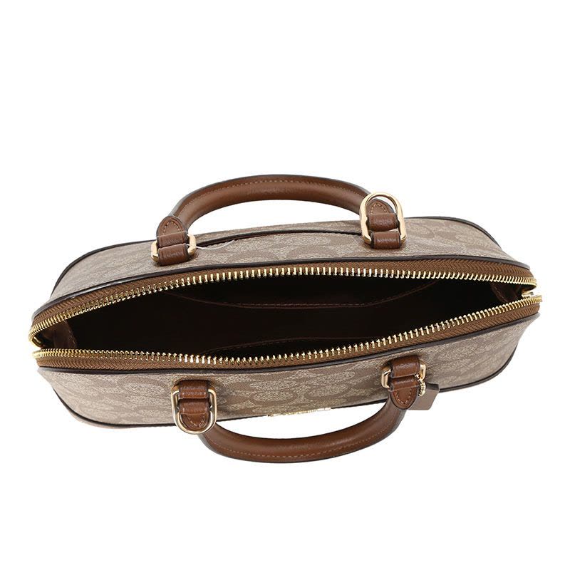 蔻驰 COACH F SIERRA SATCHEL 贝壳包 老花款 拼棕色 女士手提斜挎单肩包F27583 金图片