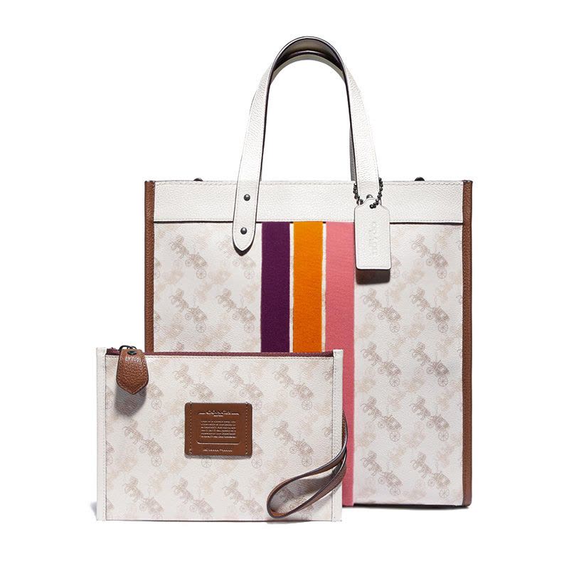 20新款 COACH\蔻驰 手提托特包 马车印花PVC图片