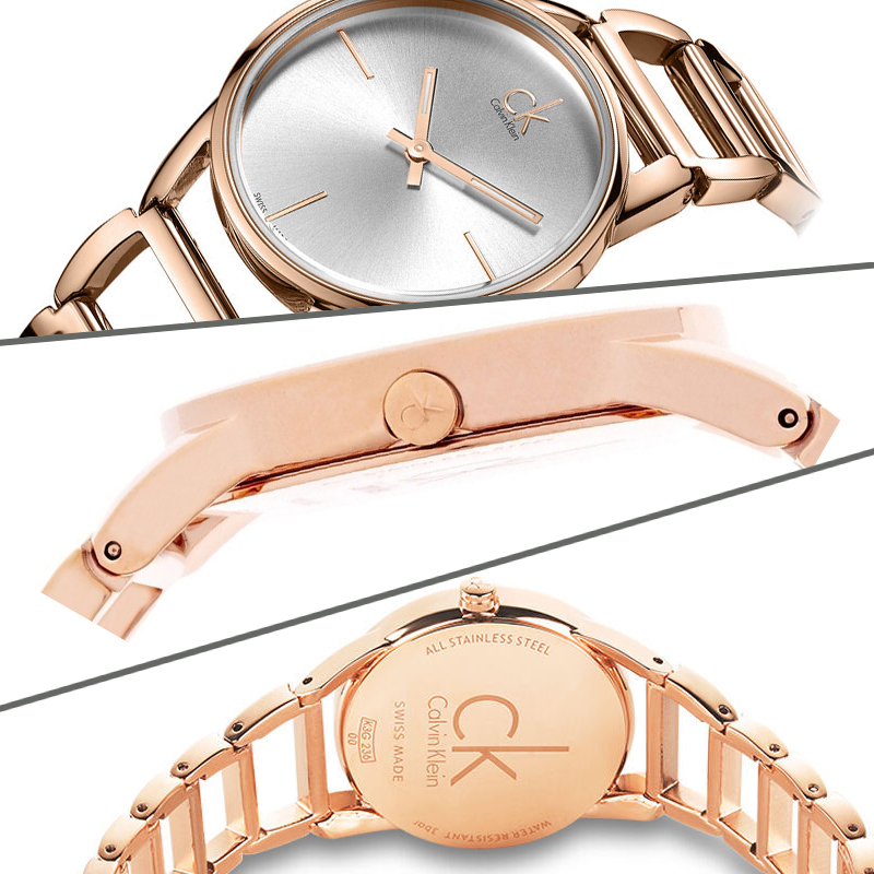 新款calvinklein女ck手表stately系列镀玫瑰金女表k3g23626