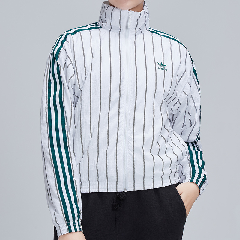 adidas阿迪达斯三叶草女装防风服休闲条纹夹克DU9925
