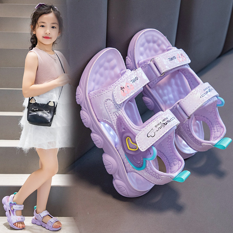 女童卡通凉鞋夏季新款软底可爱公主鞋儿童休闲时尚沙滩鞋