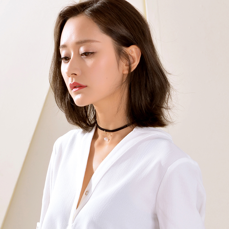 似念似恋颈链项链女简约韩国学生 锁骨链颈带吊坠 choker项圈