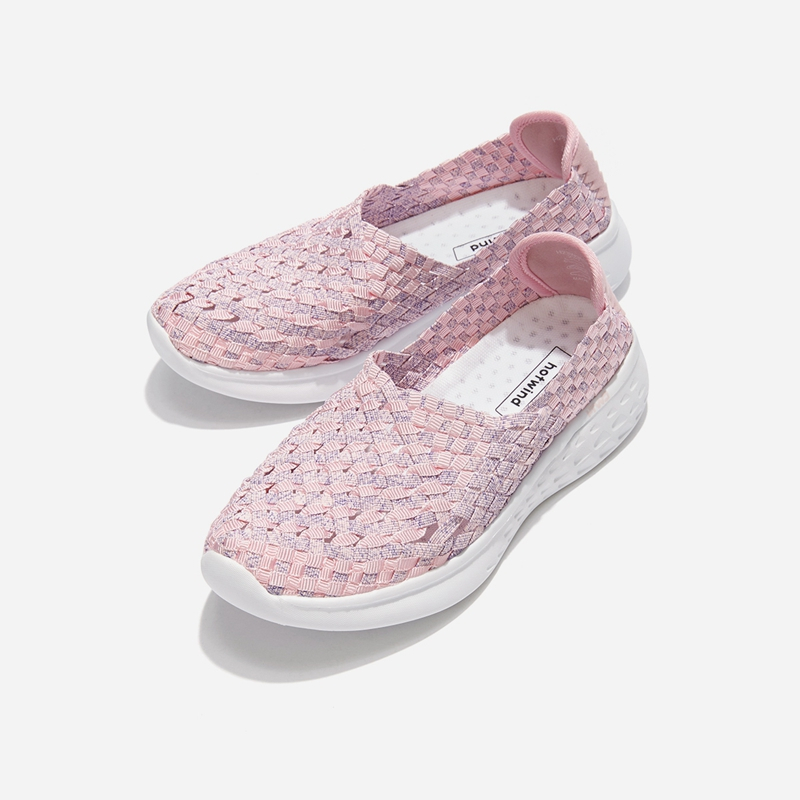 热风2019年新款小清新一脚套女士休闲鞋中跟网面鞋h23w9101