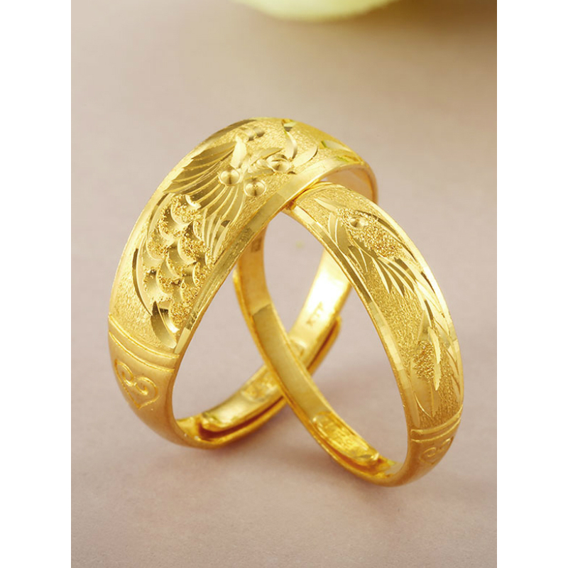 金大福(King tai fook) 黄金戒指情侣款 黄金蛇肚龙凤情侣婚戒男女款 足金999情侣戒 送恋人 定价