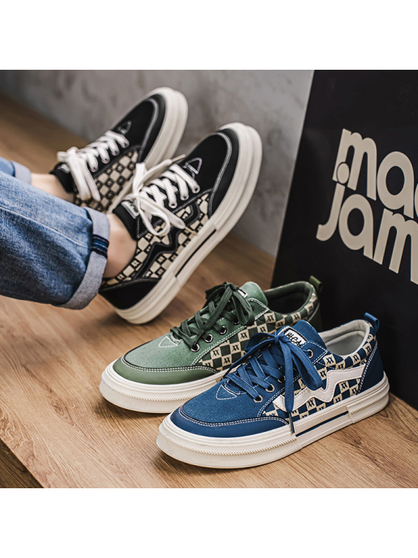 2025春季新款男鞋韩版系带帆布鞋透气老北京布鞋男士学生休闲板鞋