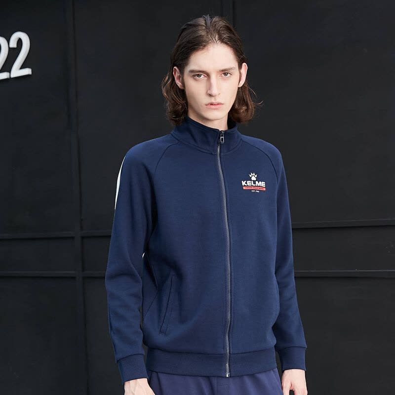 KELME/卡尔美 秋季新款运动外套男立领潮流休闲夹克36831018 深蓝图片