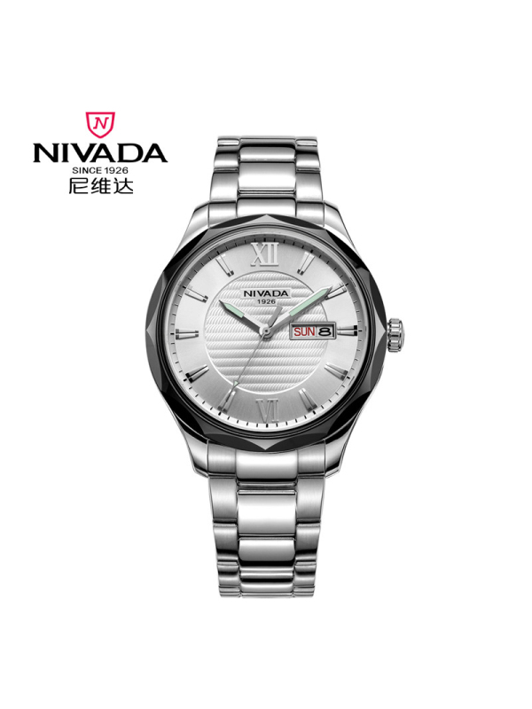 尼维达nivada时尚男表进口石英表商务钢带手表男士手表防水gq8042