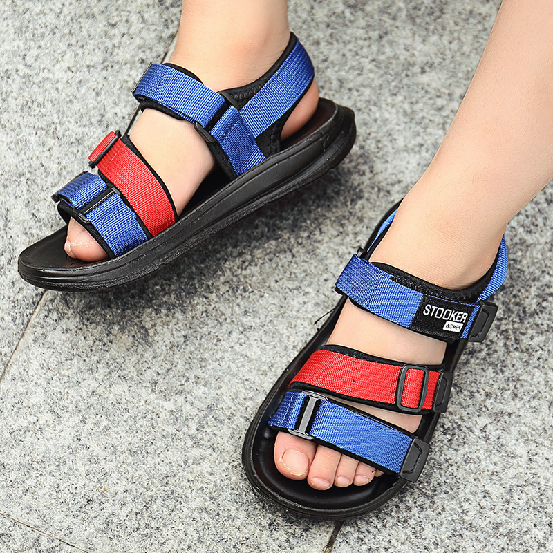 男孩凉鞋子6皮面8中童7小童5小学生10男孩子9露趾12包头13大童沙滩鞋