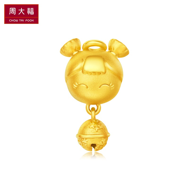 周大福福星宝宝天使铃铛足金黄金坠转运珠默认尺寸