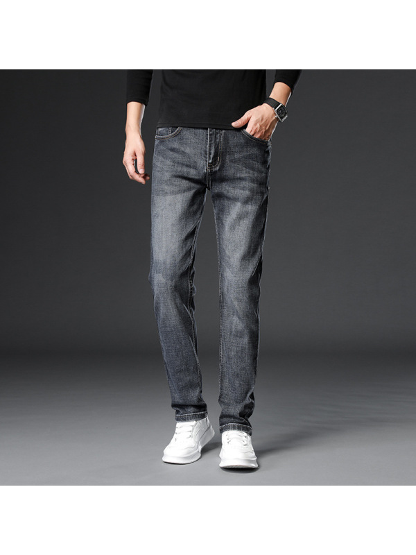 百搭休闲男士弹力小直筒牛仔裤男青年港风宽松春秋舒适运动男裤子