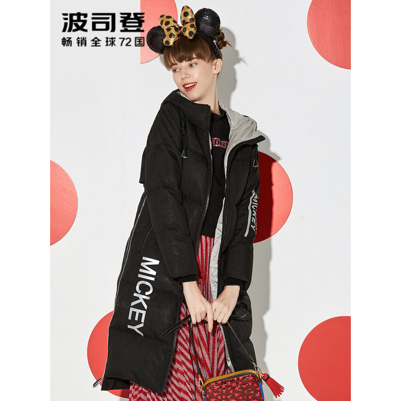 波司登BOSIDENG女士冬季常规款迪士尼系列米奇冬运动中长款羽绒服 女B70142170D