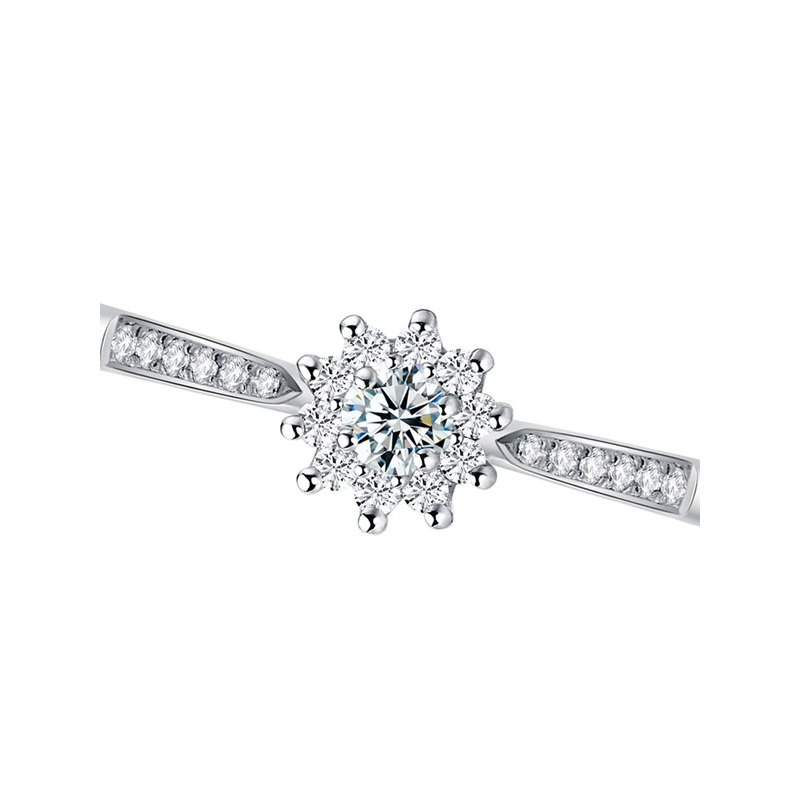 leysen1855莱绅通灵珠宝 女王桂冠钻石戒指 带边钻 求婚钻戒 群镶显钻