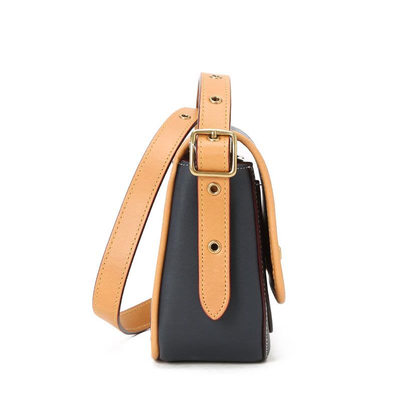 COACH\蔻驰 CHAMBRAY 口盖包单肩斜挎包 椭圆扣老花 织物\牛皮革图片