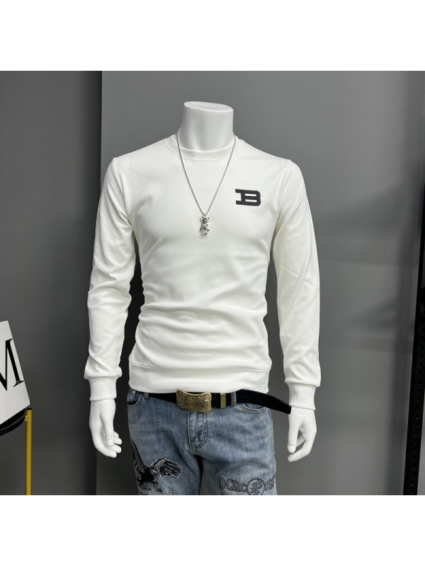 新款卫衣男士圆领套头时尚潮流打底衫上衣修身长袖T恤衫秋冬