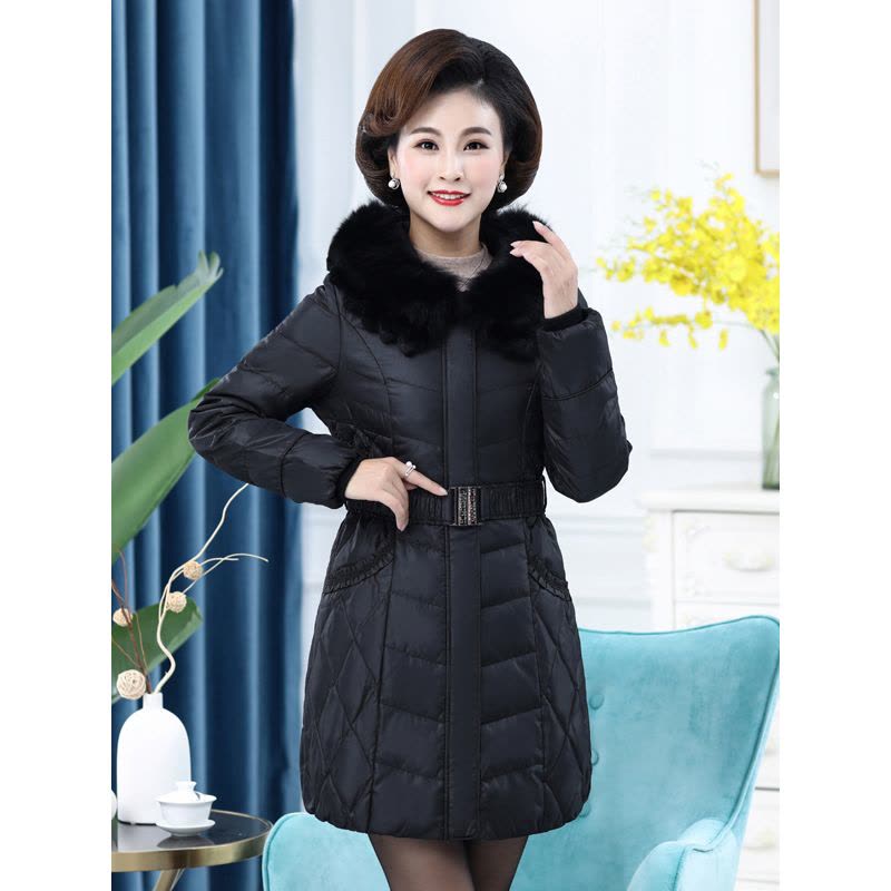 雪暖羽绒服女中长款狐狸毛连帽羽绒服女新款韩版修身大码冬季羽绒外套图片