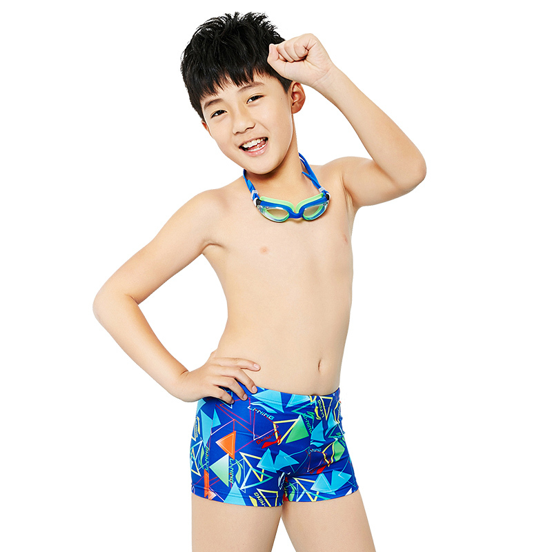 李宁儿童泳裤男童时尚花纹款夏男童游泳衣舒适游泳装备221-2