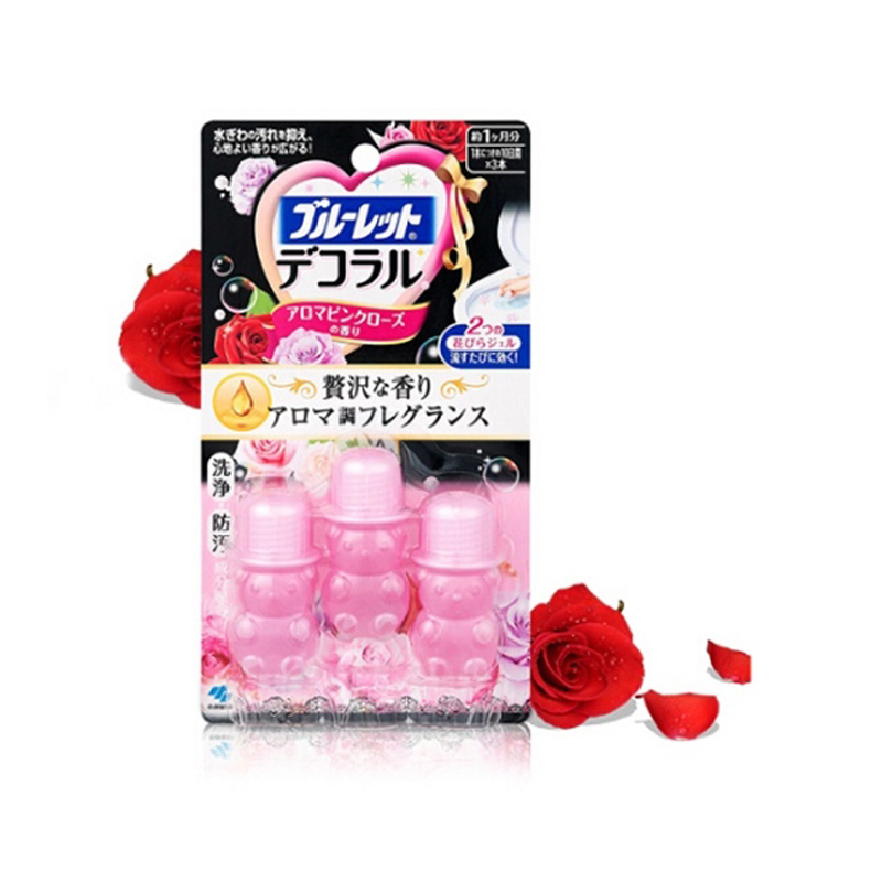 【3个装】日本小林制药厕所马桶小花朵除臭除菌凝胶#玫瑰花香7.5g*3异味清新剂 开花凝胶（新老款及版本随机发货）