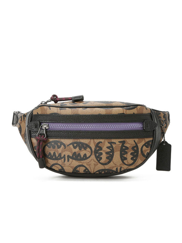 COACH 蔻驰 涂鸦 腰包 胸包 斜挎包女士单肩包 涂鸦织物F1507银扣