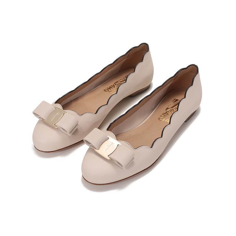 salvatoreferragamo菲拉格慕女士牛皮蝴蝶结平底鞋浅口鞋单鞋0733838