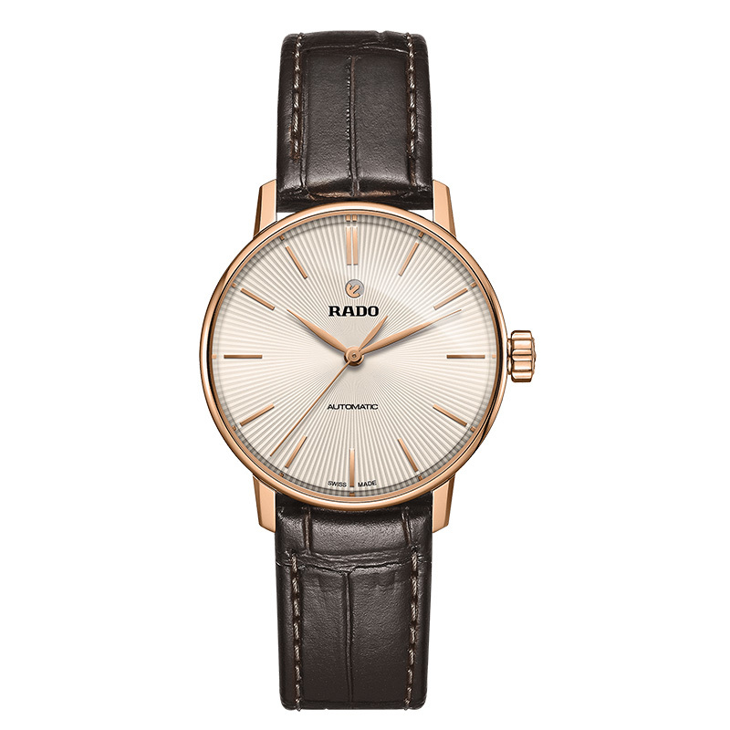 雷达(RADO)瑞士手表 晶璨系列时尚优雅款 自动机械女表 31.8mm浅色盘棕色皮带 R22865115