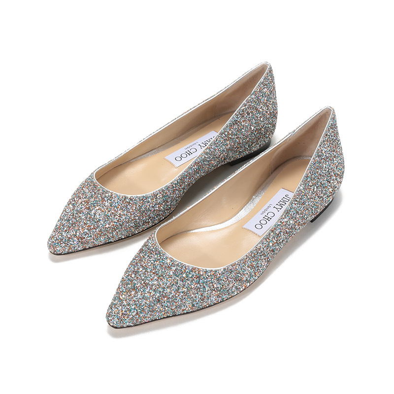 周仰杰 JIMMY CHOO 女士闪光面料尖头单鞋平底鞋船鞋ROMY FLAT JOY 211