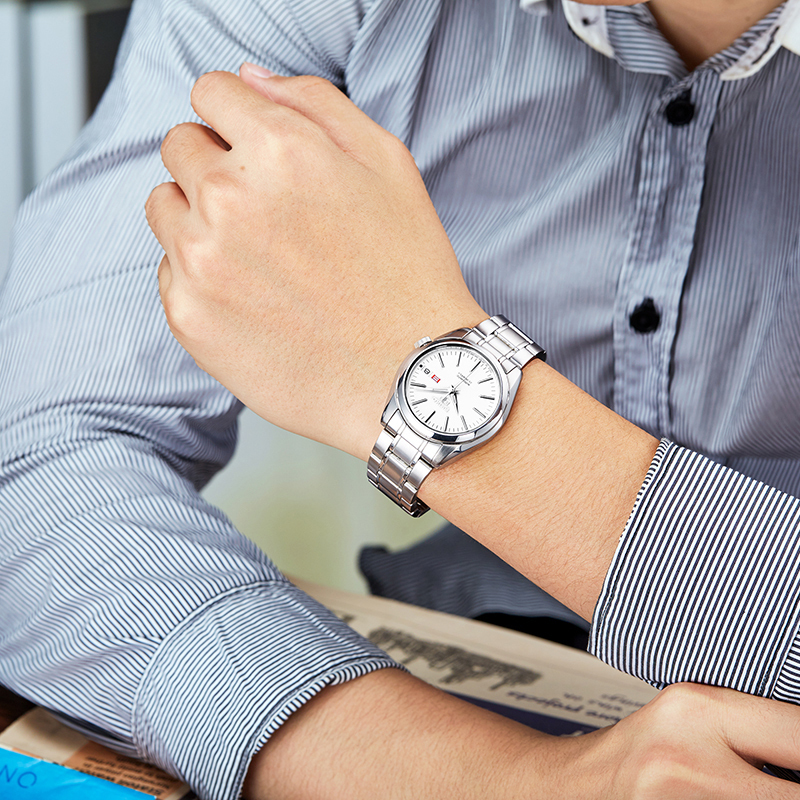 精工seiko手表5号系列智慧夜光防水商务不锈钢带自动上链机械男表snkl