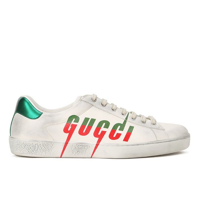 古驰GUCCI Ace 脏脏鞋 油漆光面皮576137红绿尾 男士低帮鞋运动鞋图片