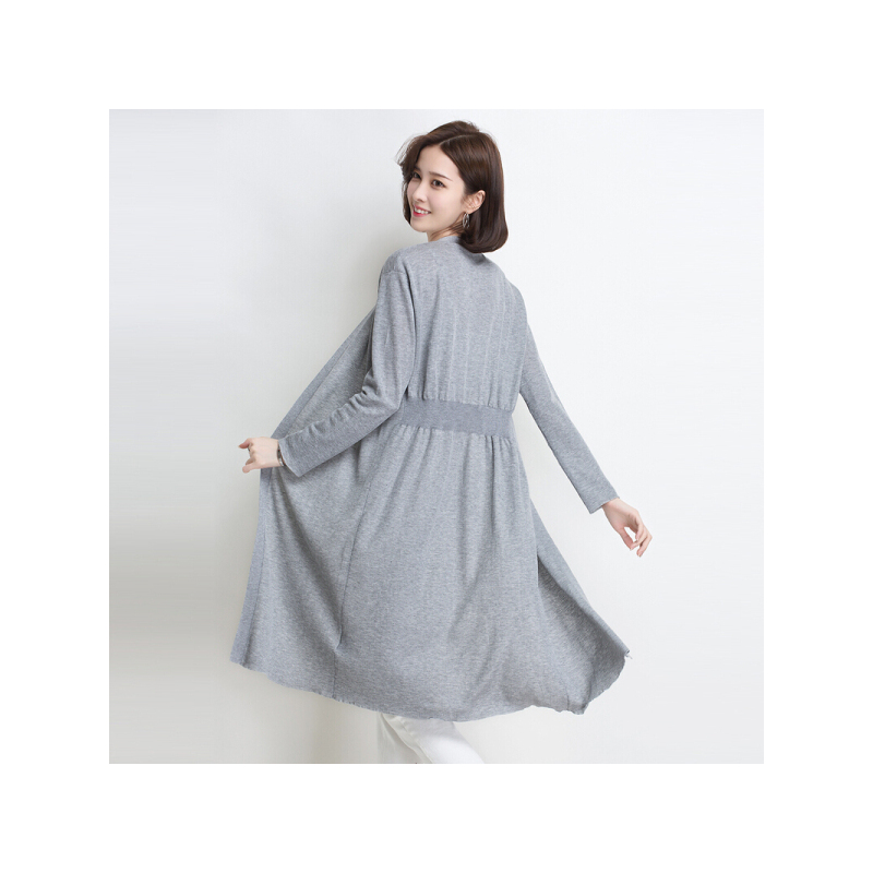 金菊女装初秋新款针织衫女士时尚休闲针织开衫女中长款修身显瘦外套