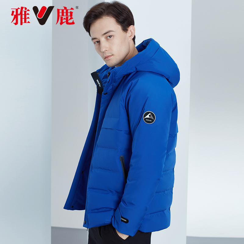 雅鹿羽绒服男短款秋冬新款连帽时尚运动休闲冬季保暖羽绒外套潮a