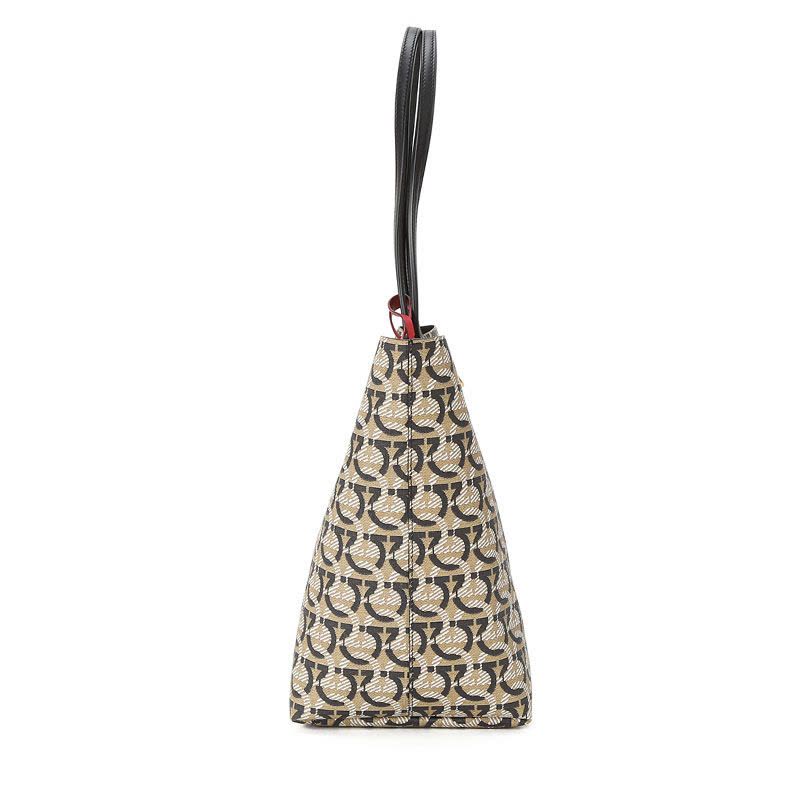 预订FERRAGAMO GANCINI 购物袋 TOTE 老花款 单肩包21I012 织物\牛皮革图片