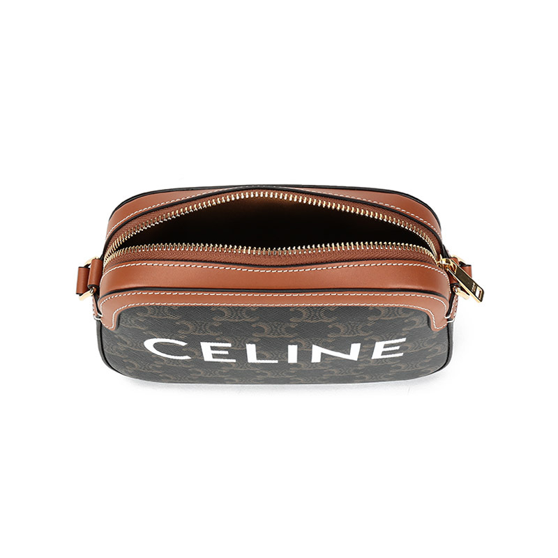 CELINE 赛琳 女士涂层帆布配皮单肩斜挎包相机包小号 191522BZK
