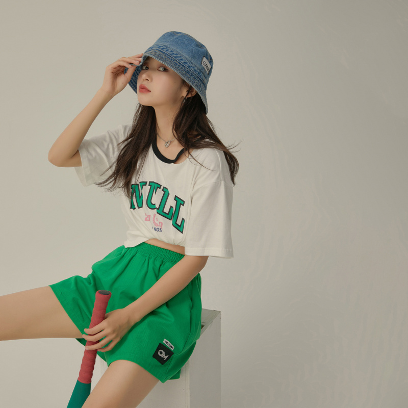 OtherMix贴布纯色休闲短裤女2021年夏季新款时尚高腰薄款阔腿裤子