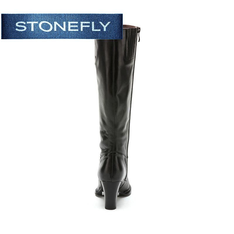 斯通富来STONEFLY冬季牛皮圆头高跟时尚纯色长靴女SD44117065图片