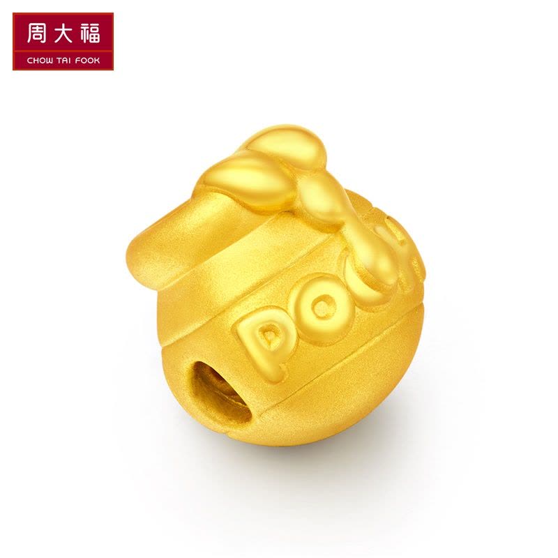 周大福迪士尼小熊维尼蜜糖罐转运珠足金黄金吊坠R18819图片
