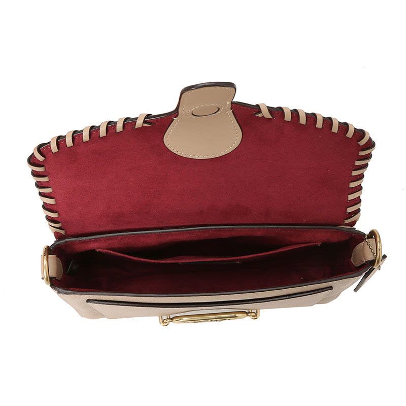 COACH 蔻驰 JADE 女士单肩包 通勤肩背包小号 马车标粒面皮拼织物F91025金扣图片