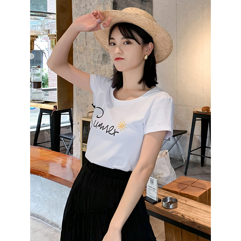 如熙 短袖T恤女新款韩版ins潮修身衣服半袖上衣夏装