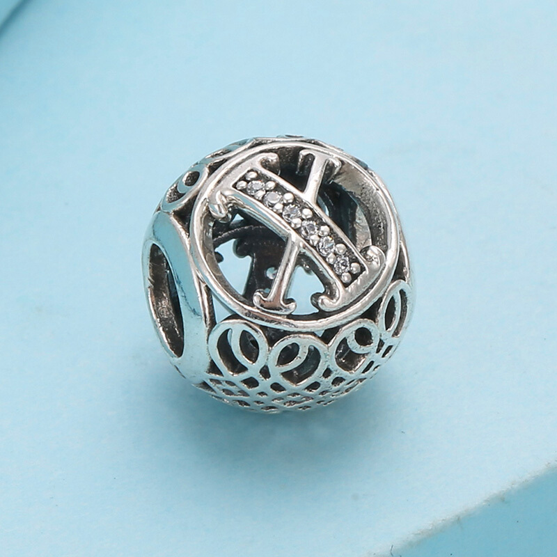 PANDORA潘多拉 复古字母X 925银串饰-791868CZ