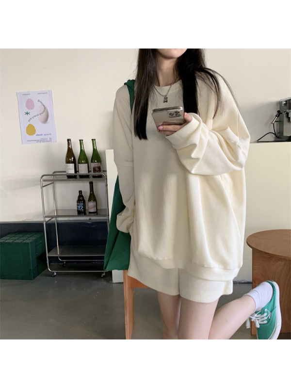 米尼绒棉质卫衣女秋装新款韩版纯色无帽薄款外套ins潮宽松上衣服