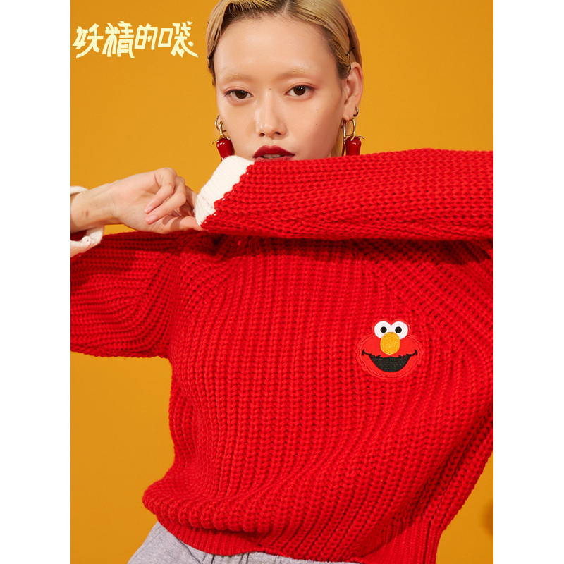 妖精的口袋Y早秋毛衣女亲子装韩版宽松长袖套头针织衫潮N