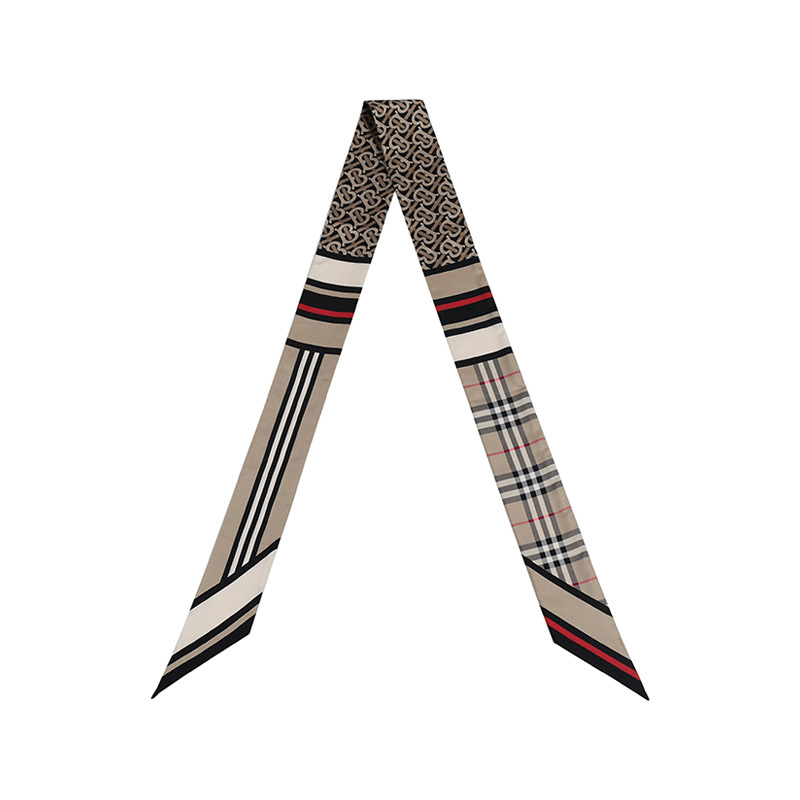 博柏利 burberry 男女通用款桑蚕丝装饰带小领巾窄版丝巾80370171报价