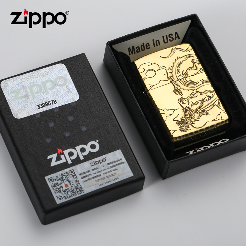 zippo正品打火机 芝宝正版专柜防风火机 金银龙出云