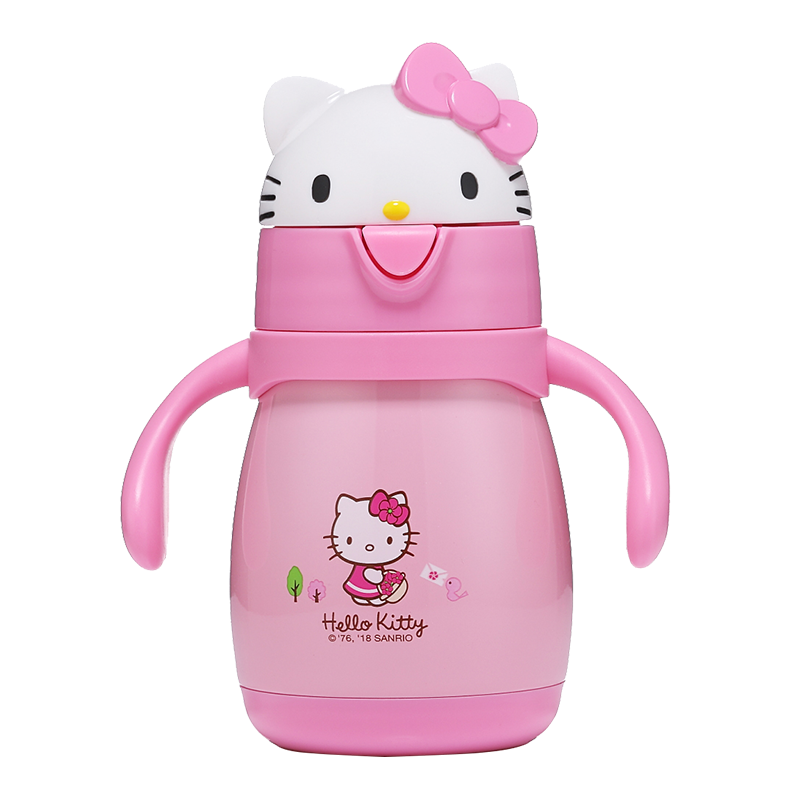 Hello Kitty （凯蒂猫）儿童3D造型双手柄弹盖吸管保温杯260ml