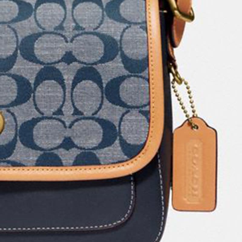 COACH\蔻驰 CHAMBRAY RAMBLER 口盖包单肩斜挎包 椭圆扣牛仔织物\牛皮革图片
