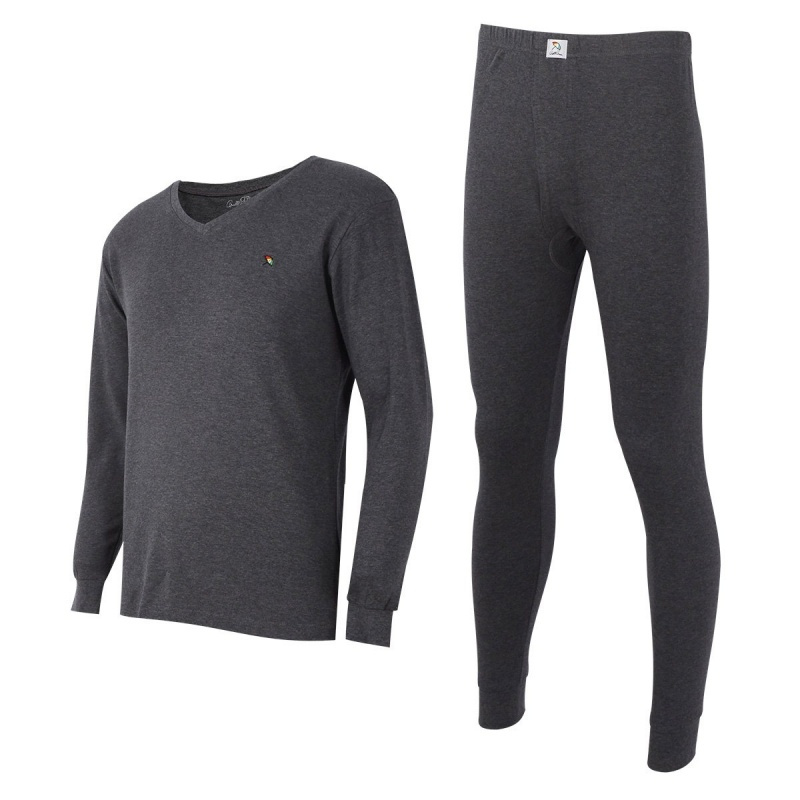 男款时尚v领中腰纯棉男士保暖内衣套装