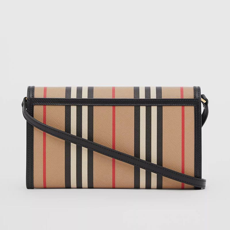 预订BURBERRY/博柏利 标志性条纹环保帆布钱夹单肩包 20.5*3*12CM图片
