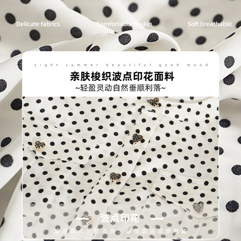 OUNIXUE欧昵雪 | [法式波点衬衣]春季设计感圆领小衫七分袖上衣减龄衬衫女