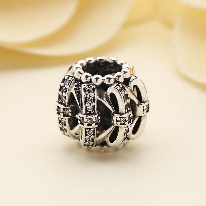 PANDORA潘多拉 镂空闪烁情怀 925银串饰-791779CZ