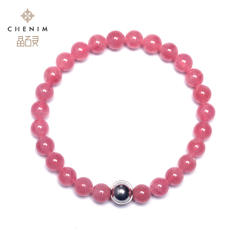 chenim/晶石灵阿根廷天然冰种红纹石手链女手珠手串时尚饰品礼物