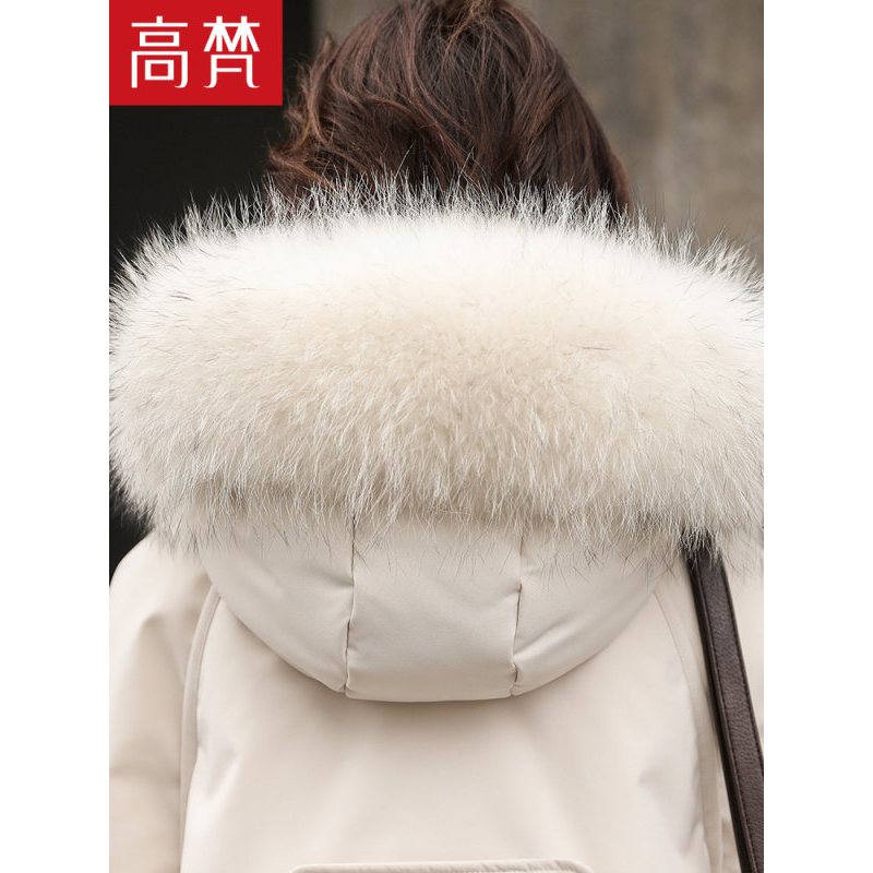 高梵派克羽绒服女中长款2019冬季新款时尚韩版大毛领加厚外套
