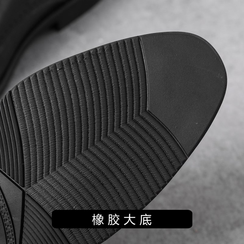 斯米尔(Simier)皮鞋男韩版潮流英伦百搭商务休闲鞋黑色真皮男士正装德比鞋